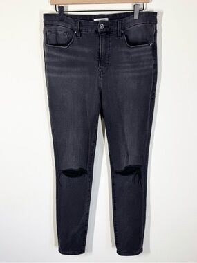 Good American Good Legs Skinny Jean Size 14 / 32 Distressed Charcoal Black